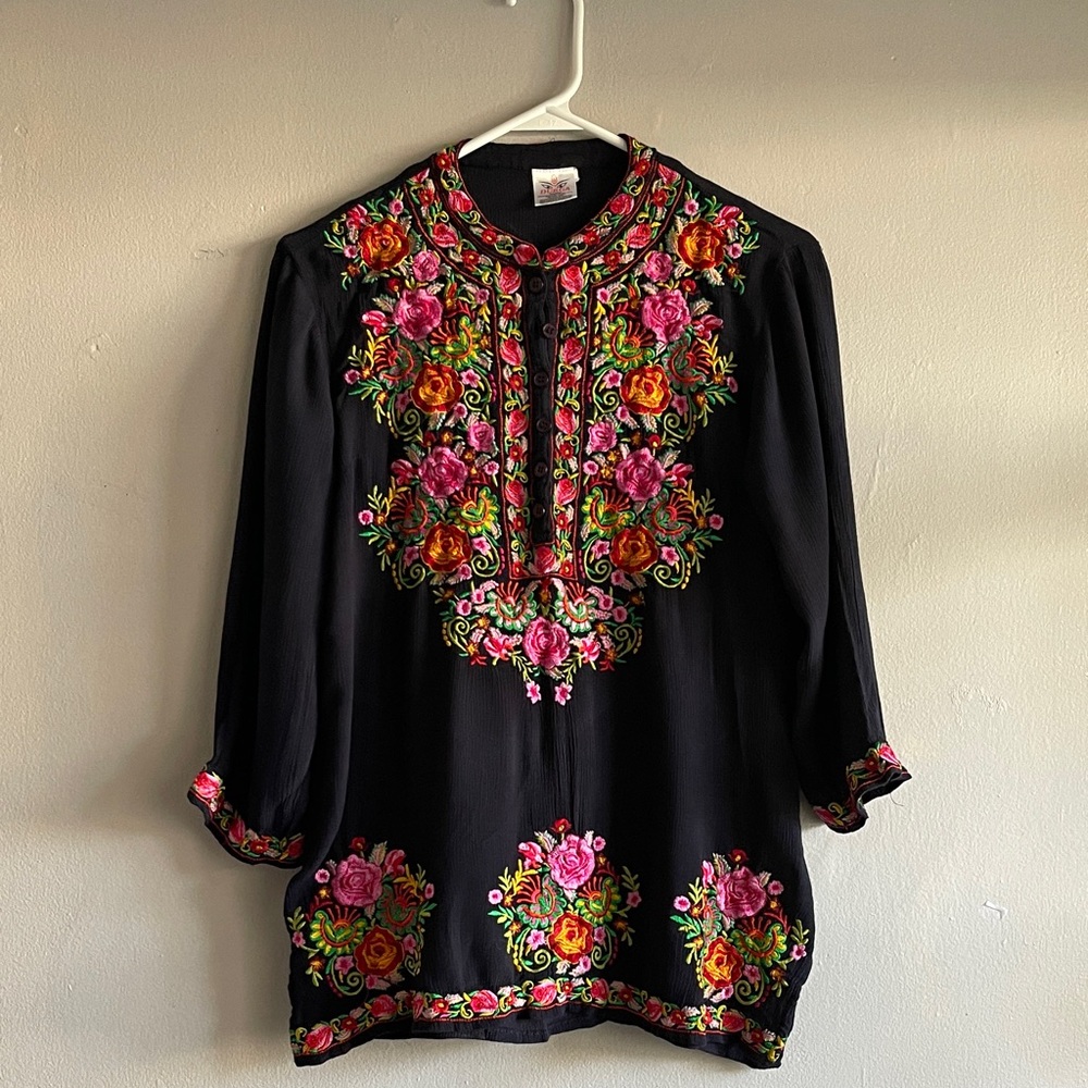 Vibrant Floral Embroidered Blouse